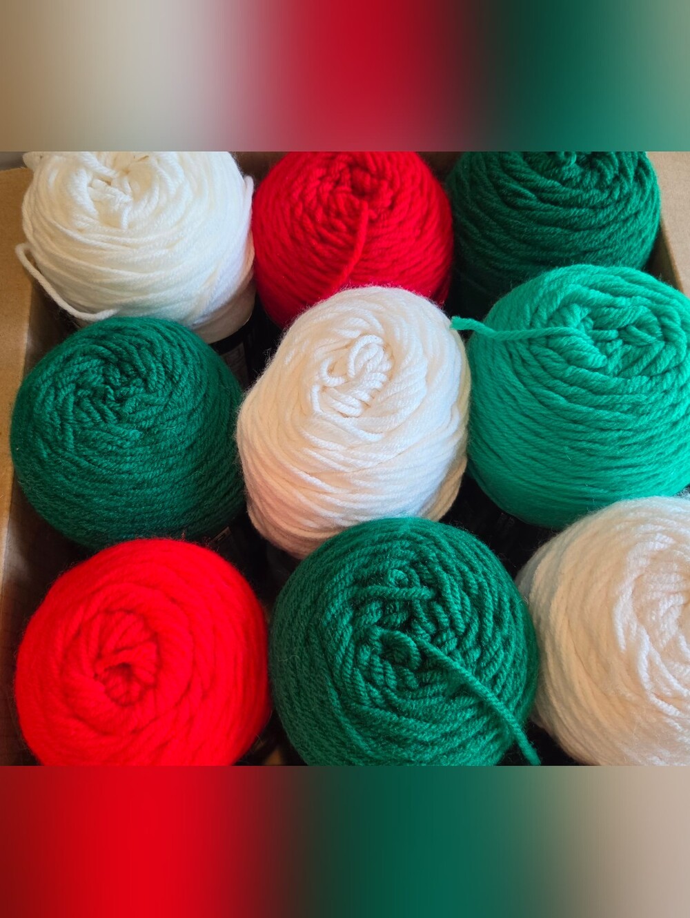 VINTAGE RED HEART CHRISTMAS YARN LOT OF 9 SKEINS